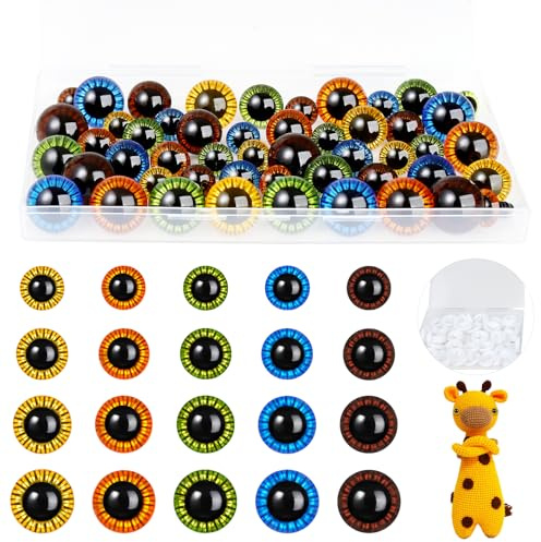 MUCUNNIA 80pcs 10-18mm Sicherheitsaugen für Häkeltiere mit Unterlegscheiben | Amigurumi Augen für Plüschtiere Marionette Plüschtier Teddyaugen Einfaches und Sicheres Anbringen Robuste