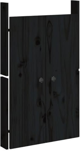 vidaXL Türen für Outdoor Küche, Schranktür mit Metallknäufen, Möbeltür Tür für Gartenschrank Terrasse, Holztür Ersatztür, Schwarz 50x9x82 cm Massivholz Kiefer