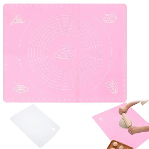 KARELLS Tapis Cuisson Silicone, Tapis Pâtisserie Silicone, Cuisson Plateau Silicone, Plaque à Pâtisserie Silicone, Tapis Cuisson Antiadhésif, Les Macarons/Pâtisserie/Pâte, 40×50cm, Rose GUA-1