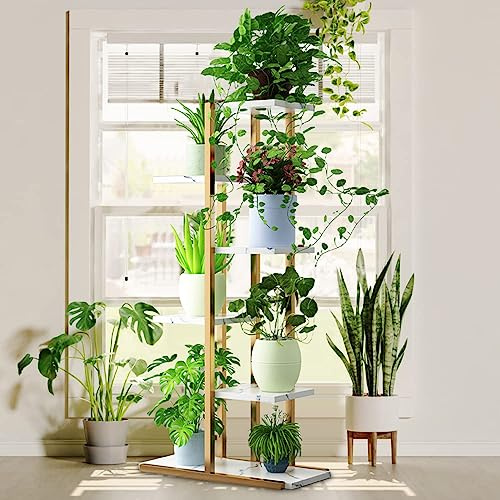 Shienfir Pflanzenständer 6 Etagen 7 Topf-Innen-Metall-Blumenregal für mehrere Pflanzen Eck-hohe Blumenhalter, gestufte Pflanzenständer, Pflanzenregal für Terrasse, Garten, Wohnzimmer, Balkon,