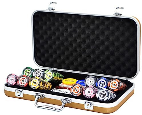 Casino Chips Poker-Set – 300 Stück Pokerchips für Texas Holdem & Blackjack Spiele – Werte $1-$10000 – Casino Gambling Chips Set