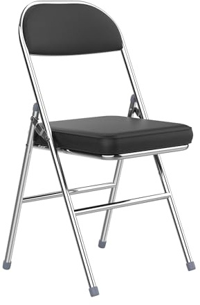 1er Set Gepolsterten Klappstühle aus Starker Stahlrahmen bis 175KG,Schwarz | Klappstuhl Leder, Keine Montage Erforderlich, Klappbare Esszimmerstühle Geeignet für Küche, Gäste, Büro, Partys, Balkonund