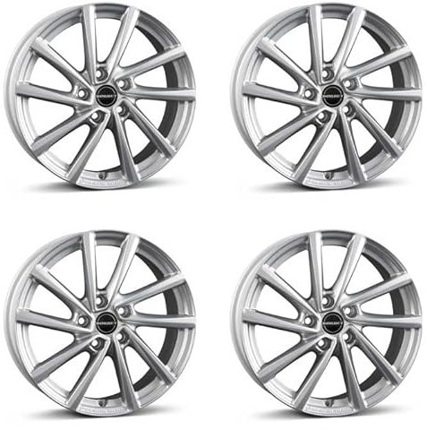 4x Borbet Felgen V 7.0x17 ET40 5x112 crystal silver kompatibel mit VW Arteon Beetle Caddy CC Cross e-Golf Eos Golf Jetta Passat Scirocco Sharan T-Roc Tiguan Touran