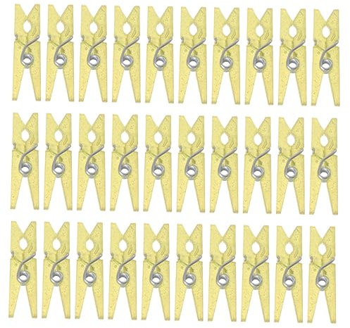TOGEVAL 100pezzi Mini Clip Per Foto e Abbigliamento Clip Leggere e Resistenti Giallo Per Progetti Creativi e Decorazioni Feste