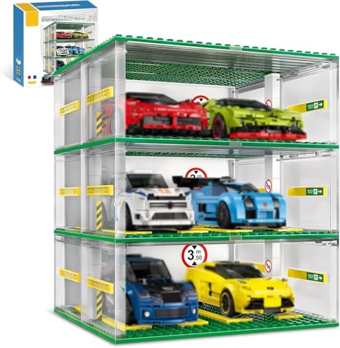 TOY PLAYER DIY 3-Story Garage Building Blocks Set, Compatible with Speed Champions Cars, 130PCS Garage Toy Display Stand for 14+(Cars Not Included)