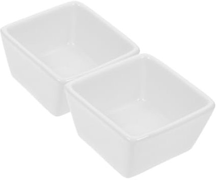 SECFOU 2pcs Square Ceramic Candy Storage Jars Condiment Dish Food Holder for Cafe Kitchen Seasoning Plate