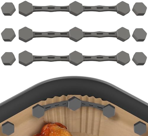 Zernblend 3er-Set Magnet Silikonschnalle für die Luftfritteuse zum Festhalten von Pergamentpapier, Silikon Magnetschnalle für Luftfritteuse, Airfryer (Grau)