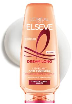 L’ORÉAL PARIS - Après-Shampooing Démêlant Anti-Fourches - Pour Cheveux Long et Abîmés - Enrichi en Kératine Végétale et Huile de Ricin - Elseve Dream Long - 250 ml