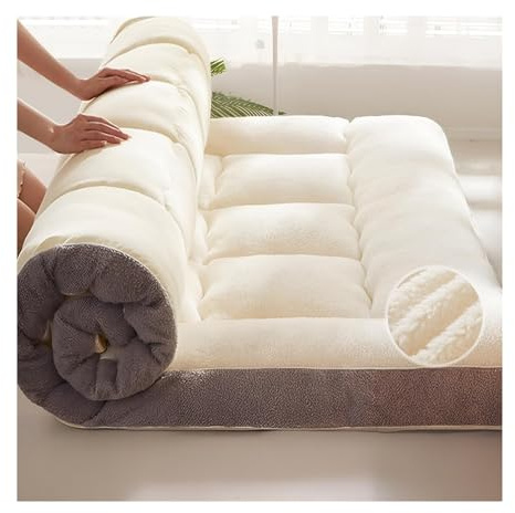 Japansk golvfutonmadrass 9,9 cm tjock matta, vikbar bärbar campingsäng för vuxna, rullbar queen size (grå 80 x 190 cm/31 x 75)