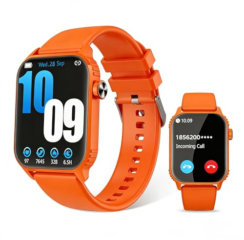 DIVOAZBVO Smart Watches for Women Men, 120 Sports Modes Smartwatch with 1.83 inches HD Display, Heart Rate/Sleep Monitor, IP67 Waterproof, Bluetooth Call & Music Control for iPhone/Android (orange)