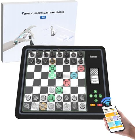 AI Jeu d'échecs électronique adaptatif et application avec échiquier d'ordinateur, échiquier intelligent, jeu d'échecs électronique, LED, batterie intégrée, excellent partenaire pour jouer et
