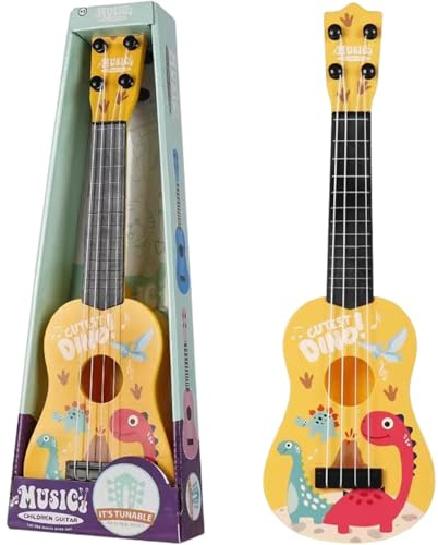 Kinder-Ukulele im Cartoon-Stil, 40, 6 cm, 4-saitige Kleinkind-Ukulele für Anfänger, stimmbar, ergonomisch, frühpädagogisch, ABS, Kindergitarre, Dinosaurier-Muster, Spielspielzeug.