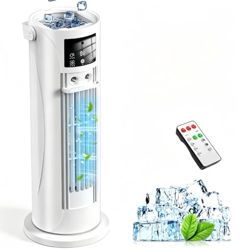 Portable Air Conditioner, 28dB Air Cooler, 26ft/s Velocity Mini Air Conditioning Unit with 2-8H Timer,120° Oscillation,1-Touch Turbo Mode Cool Mist,Low Energy Small Air Conditioner for Home(Off White)