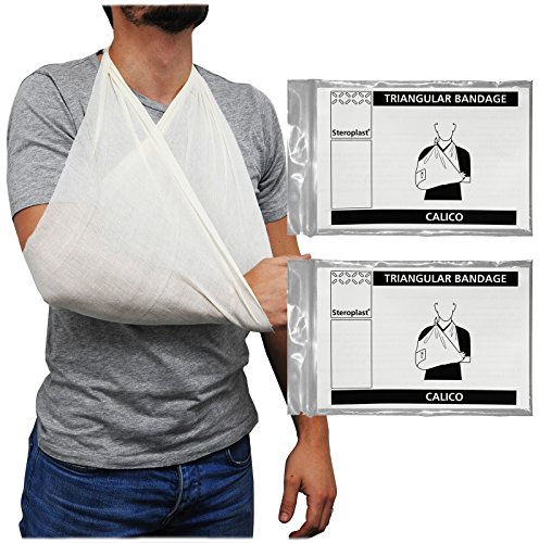 Steroplast Calico Cotton Triangular Arm Sling Shoulder Support Bandage Dressing, 90cm x 90cm x 127cm - 2 Pack