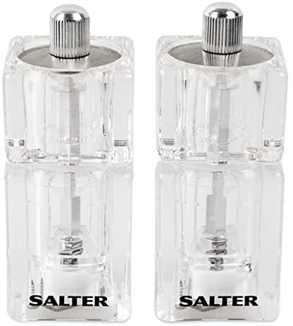 Salter 7605 CLXRUP Mini Molinillos De Sal Y Pimiento - Cerámico Dura, Para Moler De Fino A Grueso, Molinillos De Diseño Adorables, Ideal Para Camping Y Vacaciones Rurales Con La Familia, Juego De 2