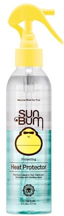 Sun Bum Heat Protector Spray - Leave In Hair Treatment Protects from Heat Styling and Frizz-Causing Humidity - Reduces Blow Dry Time - Vegan and Cruelty Free - UV Protecting - 6 oz