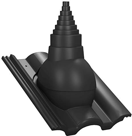 Dachdurchführung für Gerätemasten Ø19–90 mm – Braas Taunus für TV-Antenne, Satellit, Blitzschutz, Kommunikation, Dachdurchgang mit EPDM-Dichtung (RAL 9005 - Schwarz)