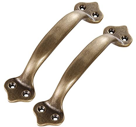 Tiazza 2Pcs Vintage Antique Brass Handle Wardrobe Window Drawer Pure Brass Pulls