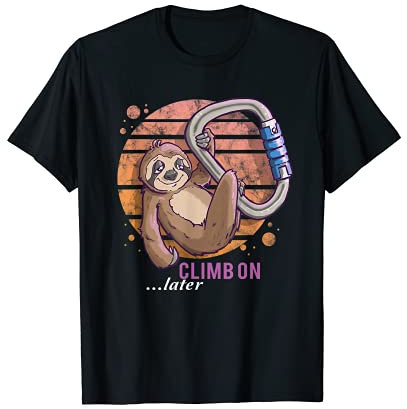 Klettern Faultier T-Shirt Bouldern Climbing T-Shirt