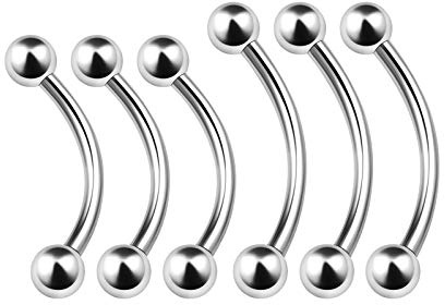KJM FASHION 6 STK Banana Barbell Ohrringe Piercing Schmuck