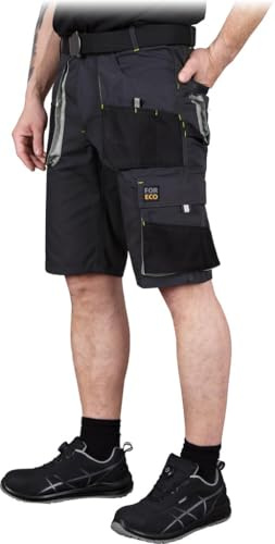 REIS Pantaloncini Corti da Lavoro Uomo | Pantaloncini Cargo | Grigio-Nero-Grigio Chiaro | Taglia: L