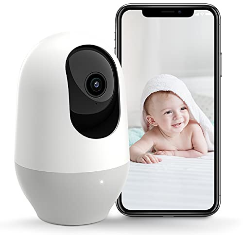 nooie Baby Monitor WiFi Monitor with Camera and 2K Night Vision 360-degree Baby Camera Video Baby Monitor, AI Motion Tracking Sounds and Motion Detection, Works with Alexa, SD Card/Cloud Indoor Baby