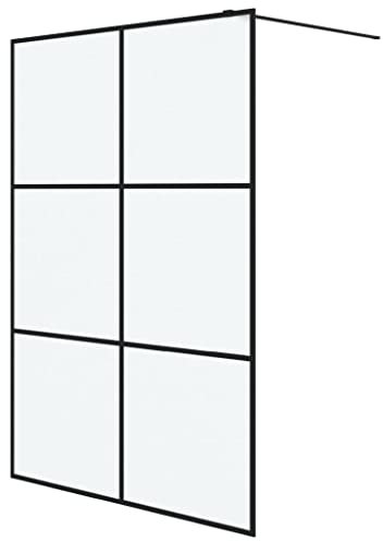 vidaXL Duschwand für Begehbare Dusche Schwarz 140x195 cm Matt ESG-Glas
