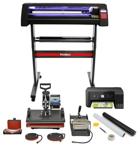 LED Schneideplotter & 5 in 1 Hitzepresse & Drucker im Set; Sublimationsdrucker, Transferpresse, Plotter, Hitzepresse