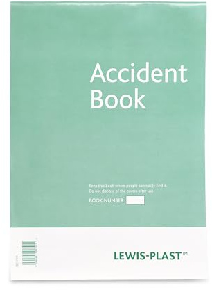 Lewis-Plast A4 Accident Book - Mandatory For Workplaces, Data Protection & HSE Compliant, Clear Instructions On Use - Accident Report Book, Keep A Record Of Employee Injuries