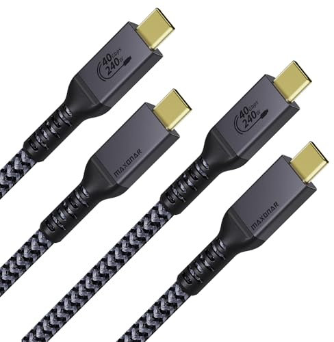 Maxonar Zertifiziert USB4 Kabel mit Thunderbolt 4 Kabel 1M [2Stück],40Gbps Datenkabel,240W PD3.1 USB C Ladekabel,8K@60Hz 4K@120Hz HDR Videokabel, für iPhone 16/15,Galaxy, MacBook, SSD,Laptops,Monitor