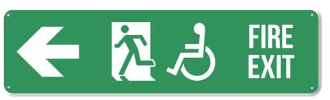 PVC0308 Hinweisschild mit Pfeil und Pfeil für den Notausgang Accessible Fire Exit, 40,6 x 10,2 cm, Premium-PVC-Schild für Arbeitsplatz, Lager, Baustelle, OSHA-Verordnung, wetterfest, lichtbeständig,