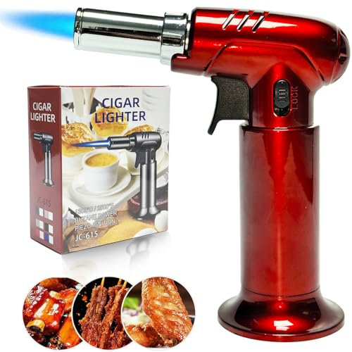 Soplete de cocina portátil con bloqueo de seguridad ajustable, soplete de gas, apto para cocina, pastelería, postres, crema horneada, camping,