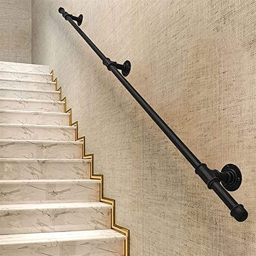 MJMLUCK 1-15ft Indoor Staircase Iron Handrail, Wall Mounted Stair Railing, Cast Iron Pipe Stair Handrail for Walkway Ramp, Load-bearing 200kg (Size: 9ft/274cm)