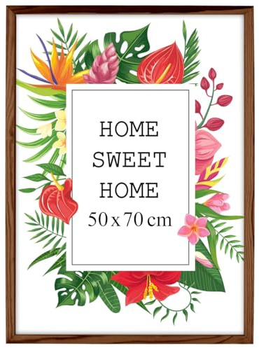 MG Design Braun Bilderrahmen 50 x 70 cm – Aus echtem Holz mit Acrylglas, zum Aufhängen & Aufstellen, für Fotos, Poster & Puzzle