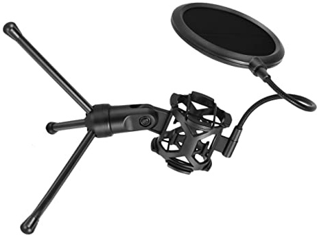 COSMEVIVI Mikrofonständer mit Stativfilter Tischmikrofonhalter aus Abs für Musikproduktion Rundfunk und Videokonferenzen Schwarz