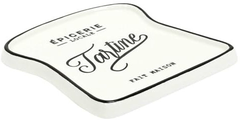 HOME DECO FACTORY - KA5978 Plato para Tostadas de Gres - Diseñado para Brunch y Cenas Elegantes - Resistente y Fácil de Limpiar - Dimensiones 17 x 16 cm - Colores Blanco y Negro