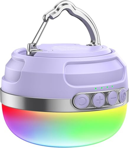 LED Campinglampe, 10400mAh Akku Aufladbar RGB Farblichtwechsel, Stufenlos Dimmbare, Magnetische Camping Licht mit Haken für Heim, Außenaktivität, Wandern, Zeltlampe, Umgebungslicht, Notfall usw.