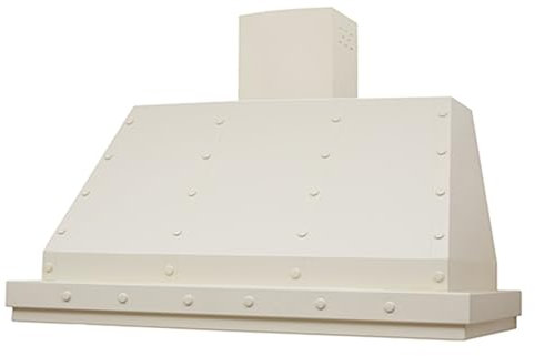 Cappa aspirante per cucina moderna da parete decorativa in acciaio inox verniciato, filtrante con motore e luci led - 90 cm, Made in Italy (Beige, motore 420 - no kit filtri)