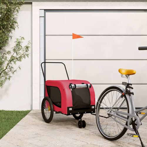 ShGaxin Fahrradanhänger Hunde Rot und Schwarz Oxford-Gewebe und Eisen, Fahrrad Anhänger, Lastenanhänger, Handwagen, Fahrrad-lastenanhänger, Lastenfahrrad - 94027