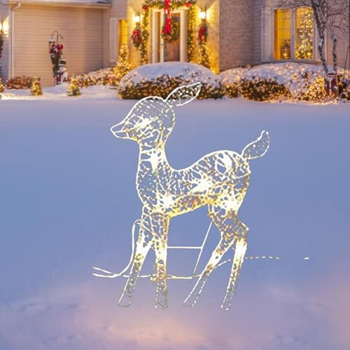 Opdestn Beleuchtetes Weihnachtsrentier, LED Rentier Hirsch Figur, Weihnachtsbeleuchtung für außen und innen Weihnachtsfigur Rentier Funkelnde Hirschdekoration für Haus und Garten