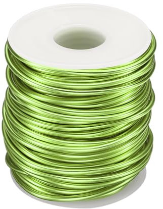 QUARKZMAN Alambre de Bonsái de Aluminio Anodizado en Rollo de Entrenamiento de 2.5Mm/10 Gauge y 20M de Longitud Alambre de Bonsái Flexible para Jardín, Paisajismo, Plantación, Verde Hierba