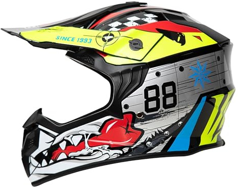 Casco de motocross para hombres, mujeres y jóvenes, certificado ECE 22.06, casco de motocicleta con visera, cascos de motocicleta de cara completa, con ventilación, para scooter, patinete, esquí, ATV