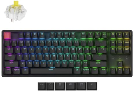 Keychron K8 Version 2 Kabellose Mechanische Tastatur, Bluetooth/USB-C, RGB LED, QMK/VIA, Hot-swap, Programmable, PBT Keycaps, for Mac Windows, Super Banana Switch