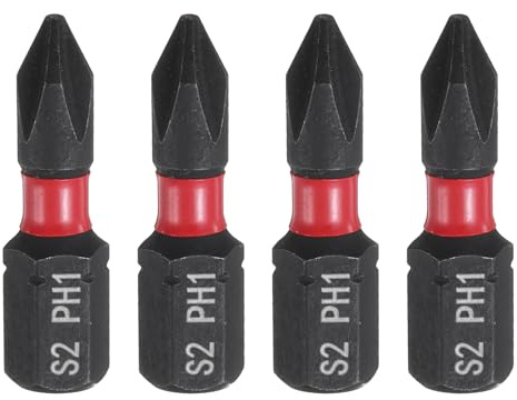 QUARKZMAN 4pcs PH1 Embout de Tournevis Cruciforme 1/4 Tige Hexagonale 25mm/1 Longueur Magnétique Embouts à Tête Cruciforme Acier S2 de Perceuse Électrique de Qualité Industrielle