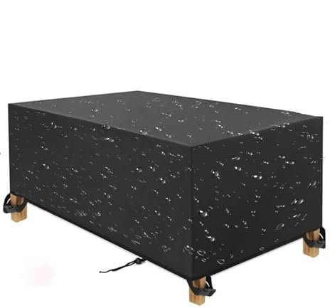 Strapazierfähige 420D wasserdichte Abdeckung für Gartentisch für Gartenmöbel – UV-beständig und anti-atten – 90 x 90 x 55 cm rechteckige Abdeckung für Außentisch
