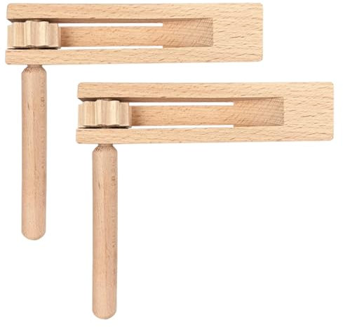IKOPFLN Tambour Enfant 2 Pièces Crecelle en Bois Instrument de Musique Bebe Jouets À Cliquet en Bois pour Enfants Ratchet en Bois Tambour Bebe pour Événements Sportifs
