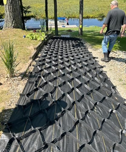 Geo Grid Stabilisateur de gravier 5 cm pour allées de gravier, pistes et sentiers – Grilles de pavage de jardin de 10 m pour solutions de stabilisation et de drainage du paysage