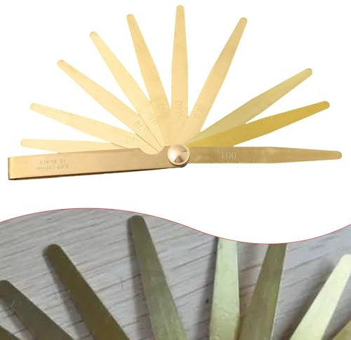 Eawfgtuw Spessimetro metrico in ottone, 13 pezzi, gamma 0,05-1 mm, con custodia protettiva per test di gioco del motore automobilistico, spessimetro, strumento di misurazione metrica