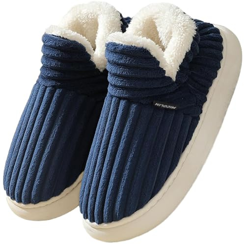 Donpapa Ciabatte Donna Uomo Invernali Pantofole Calde Peluche Chiuse Comode Memory foam Antiscivolo Inverno Scarpe Blu 290