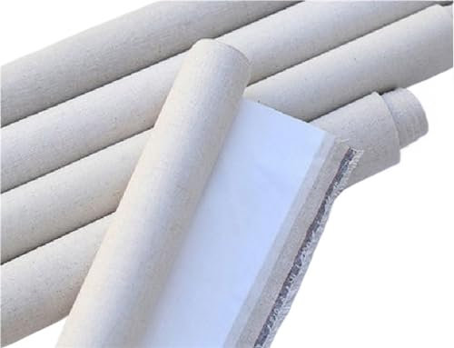 Rollo de lienzo imprimado de mezcla de lino de 10 m para pintura al óleo, 48 cm de ancho, papel en blanco para artistas, perfecto para proyectos creativos y suministros de arte